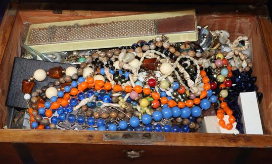 An Art Nouveau silver belt, a small yellow metal and lapis lazuli pendant and a quantity of mixed costume jewellery.